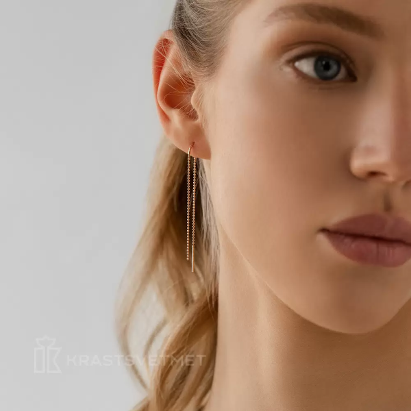 Серьги из красного золота «Двойная шариковая»